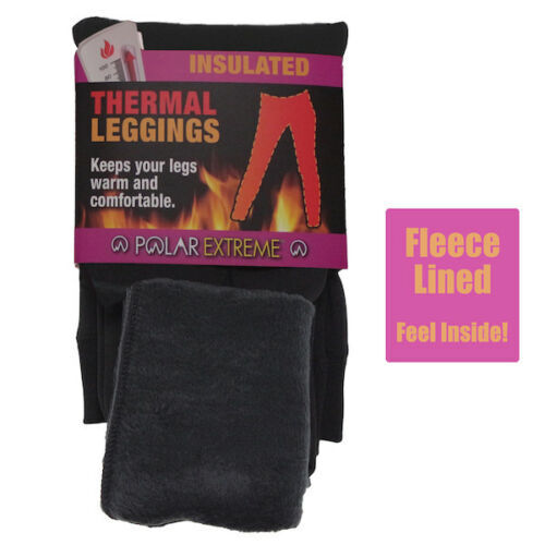 Polar Extreme Women's Thermal Sherpa Leggings Insulated Black Fleece Lined - Picture 7 of 9