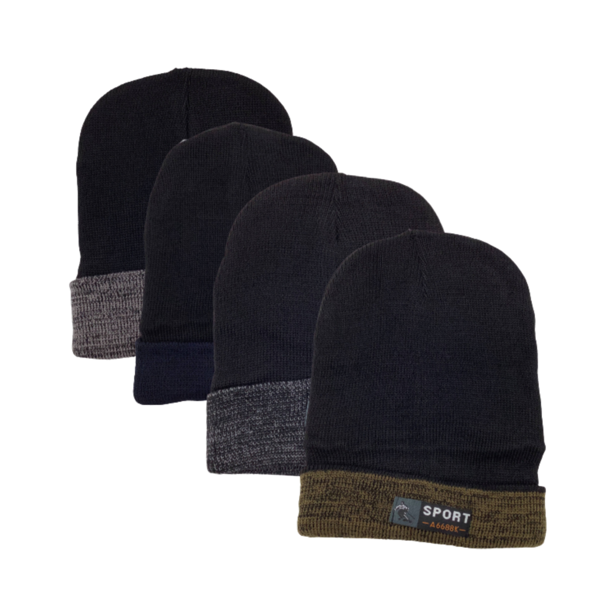 4 Pack Men's Thermal Fleece Lined Winter Insulated Cuff Beanie Hat - 第 28/35 張圖片