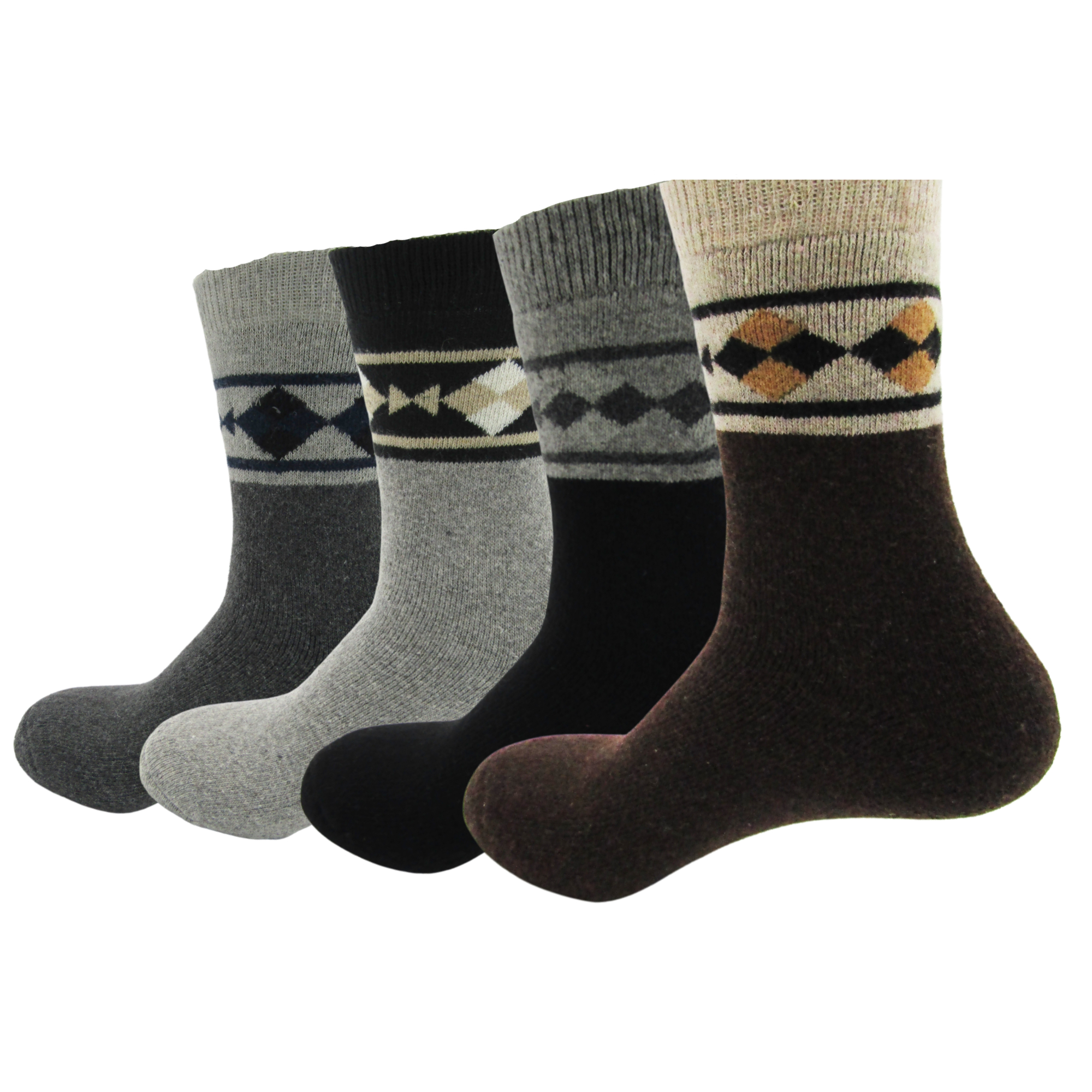 4 Pairs of Men's Soft Comfort Thick Casual Warm Wool Crew Socks - Picture 4 of 9