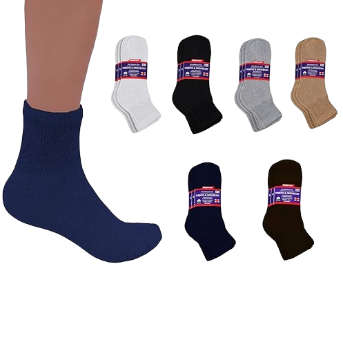 Para hombre 3-12 pares de calcetines de tobillo para diabéticos de apoyo a la salud, no fijos y de ajuste suelto - Imagen 7 de 43