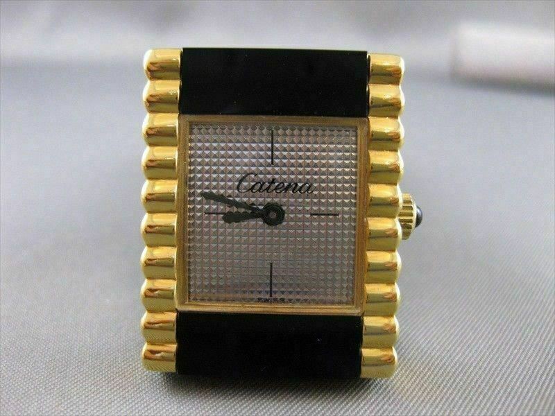 ANTIQUE SWISS CATENA 18K YELLOW GOLD ELECTRO LADY RECTANGLE WATCH