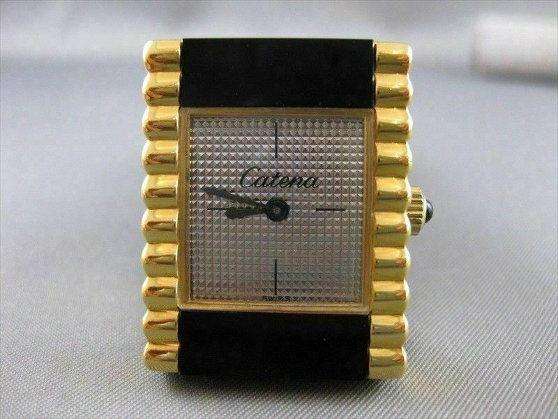 ANTIQUE SWISS CATENA 18K YELLOW GOLD ELECTRO LADY RECTANGLE WATCH