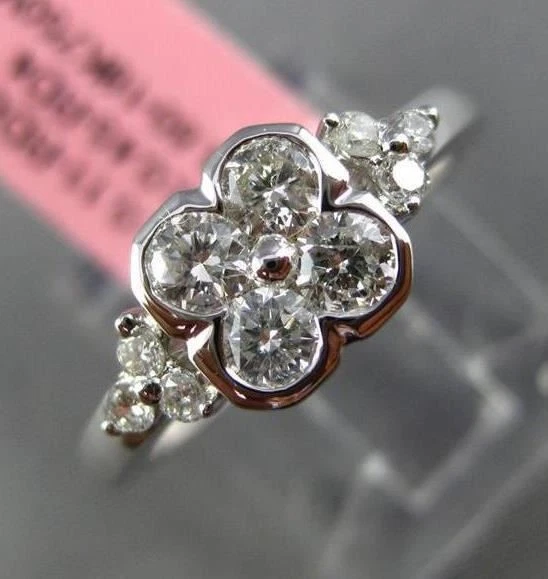 ESTATE .56CT DIAMOND 18KT WHITE GOLD 3D 4 STONE FLOWER SQUARE FUN