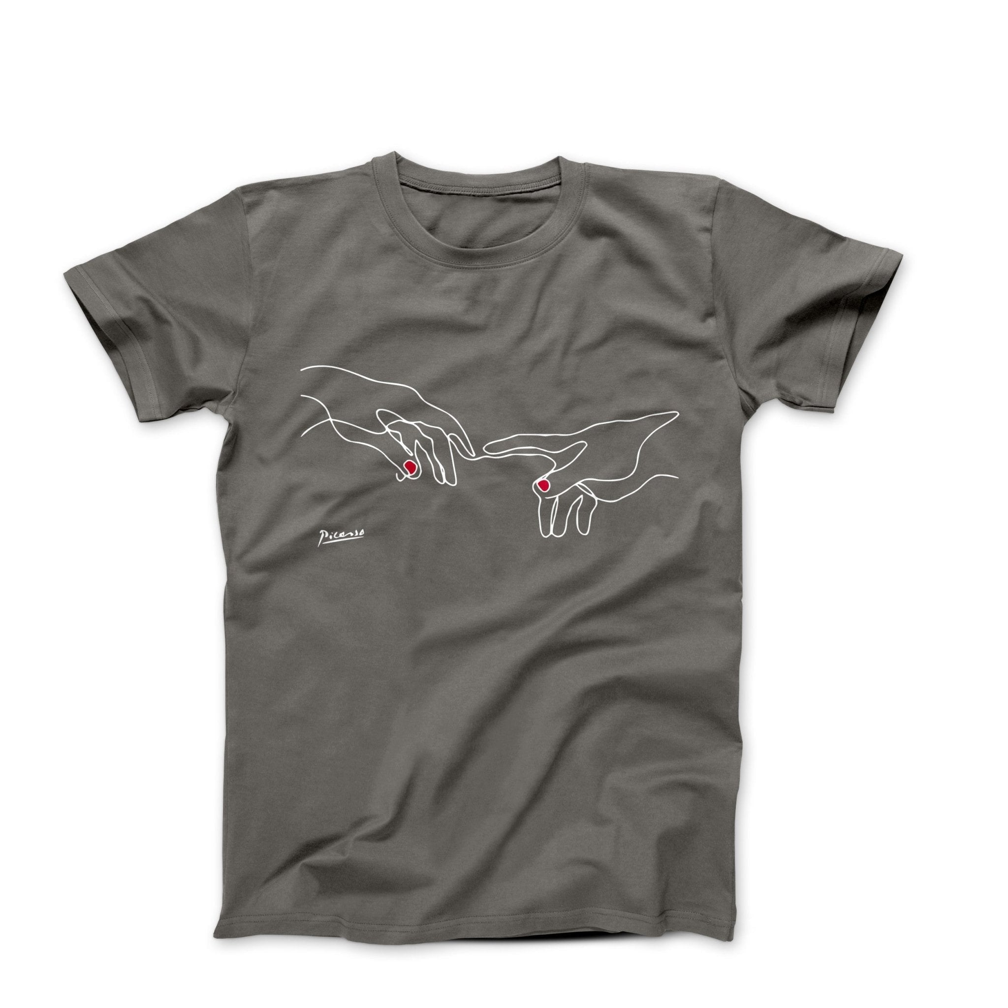 Picasso Touching Hands Line Drawing T-shirt