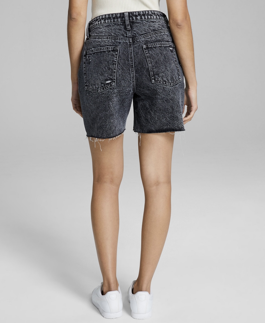 And Now This Women's Pockets Cotton Asymmetrical-Button Denim Shorts Tekin - 第 15/15 張圖片