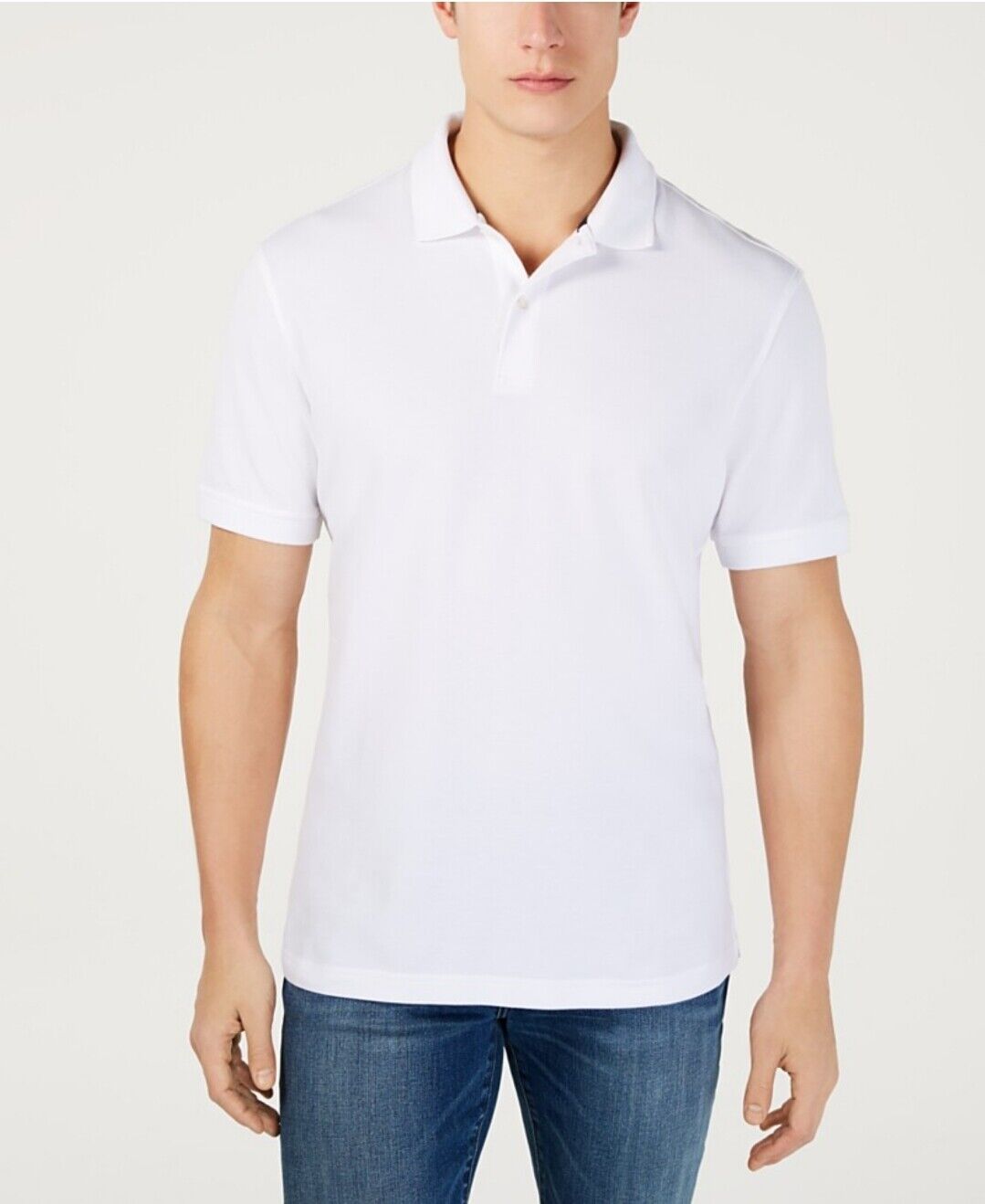 Club Room Men's Classic Fit Performance Stretch Polo White Short