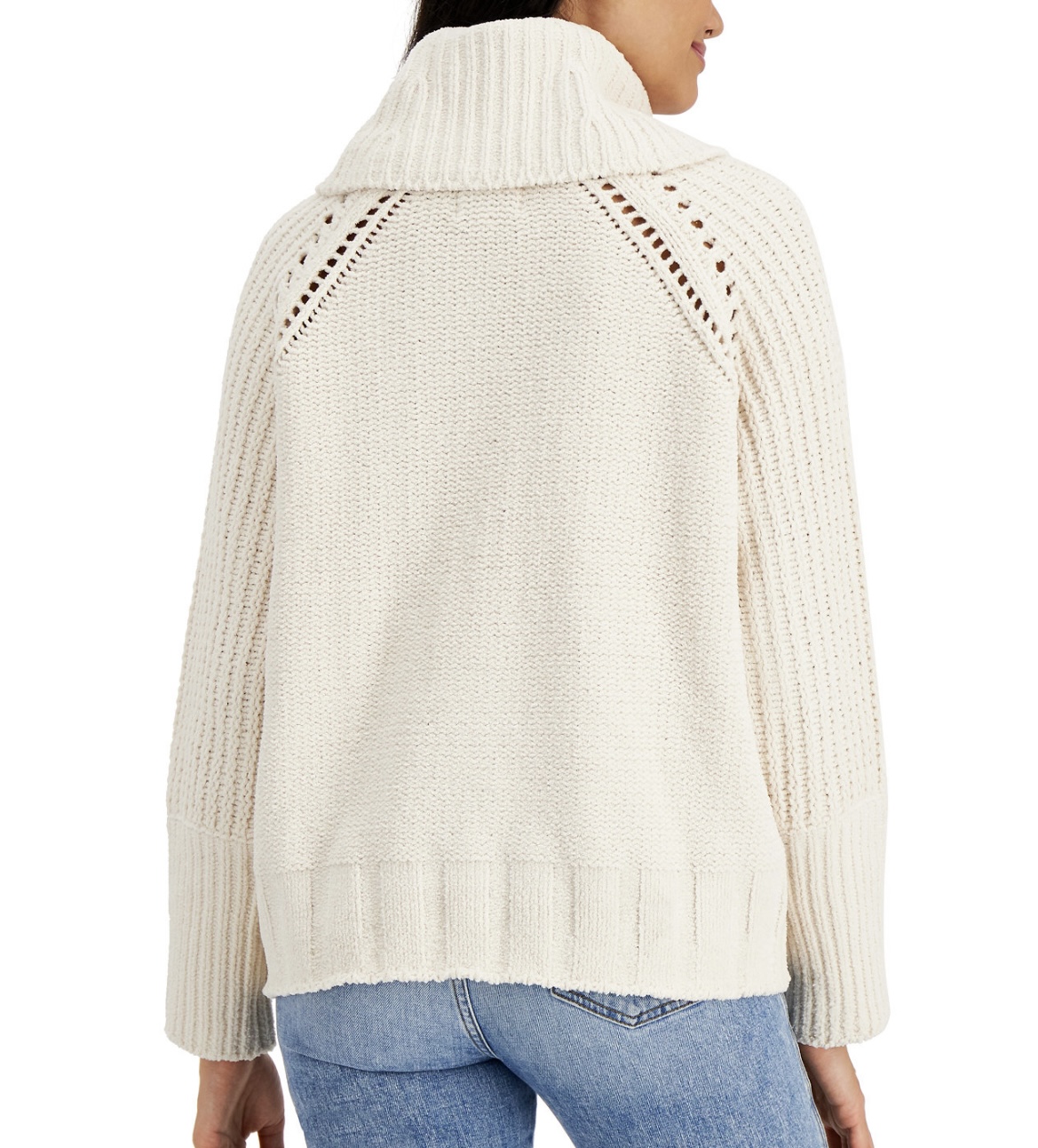 Pink Rose Juniors' Oversized Cable-Knit Sweater Winter White Size