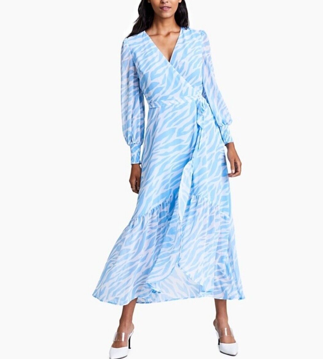 Bar III Tiger Print Wrap Maxi Dress Tiger Dusk B Xs