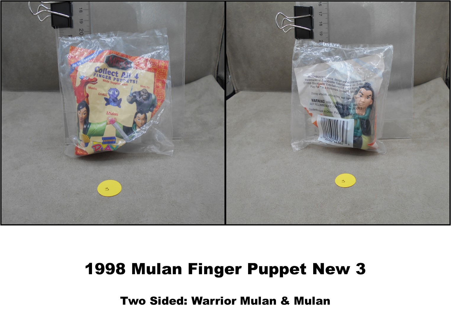 Blockbuster 1998 Play Pak Disney Mulan Finger Puppets-Pick! - Picture 4 of 29