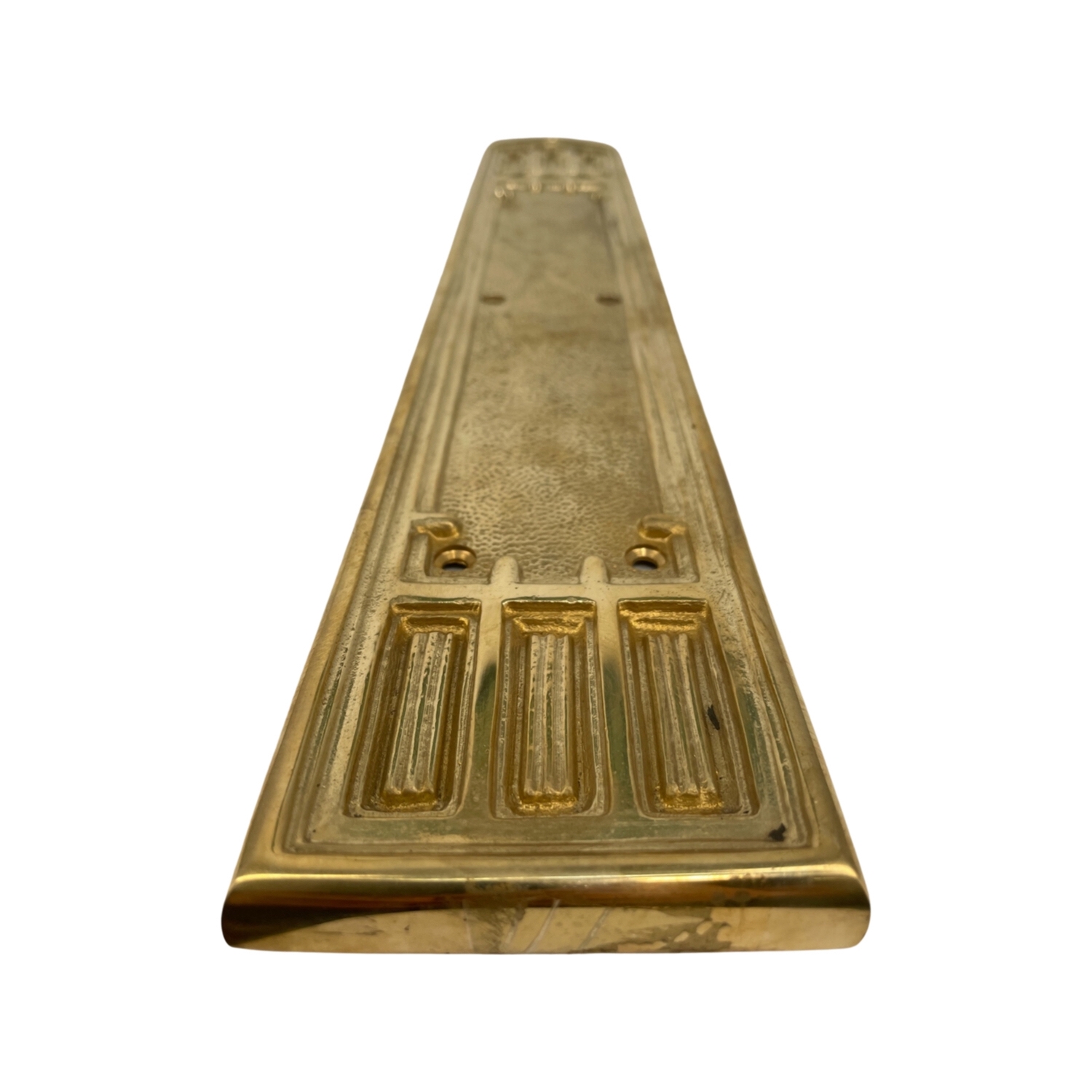 Placa de empuje del renacimiento griego en latón liso con parte superior arqueada 18 pulgadas - Imagen 7 de 10