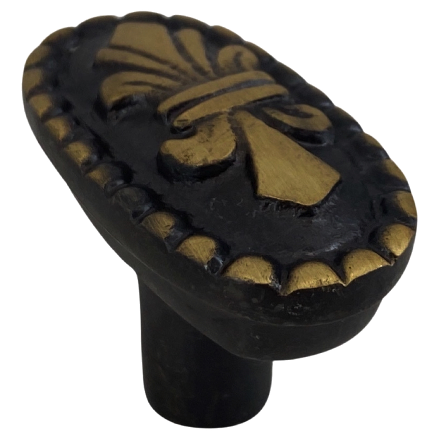 Solid Brass Fleur De Lis Oval Cabinet Knob 2 Inch -4 Choices of Finish - Picture 17 of 19