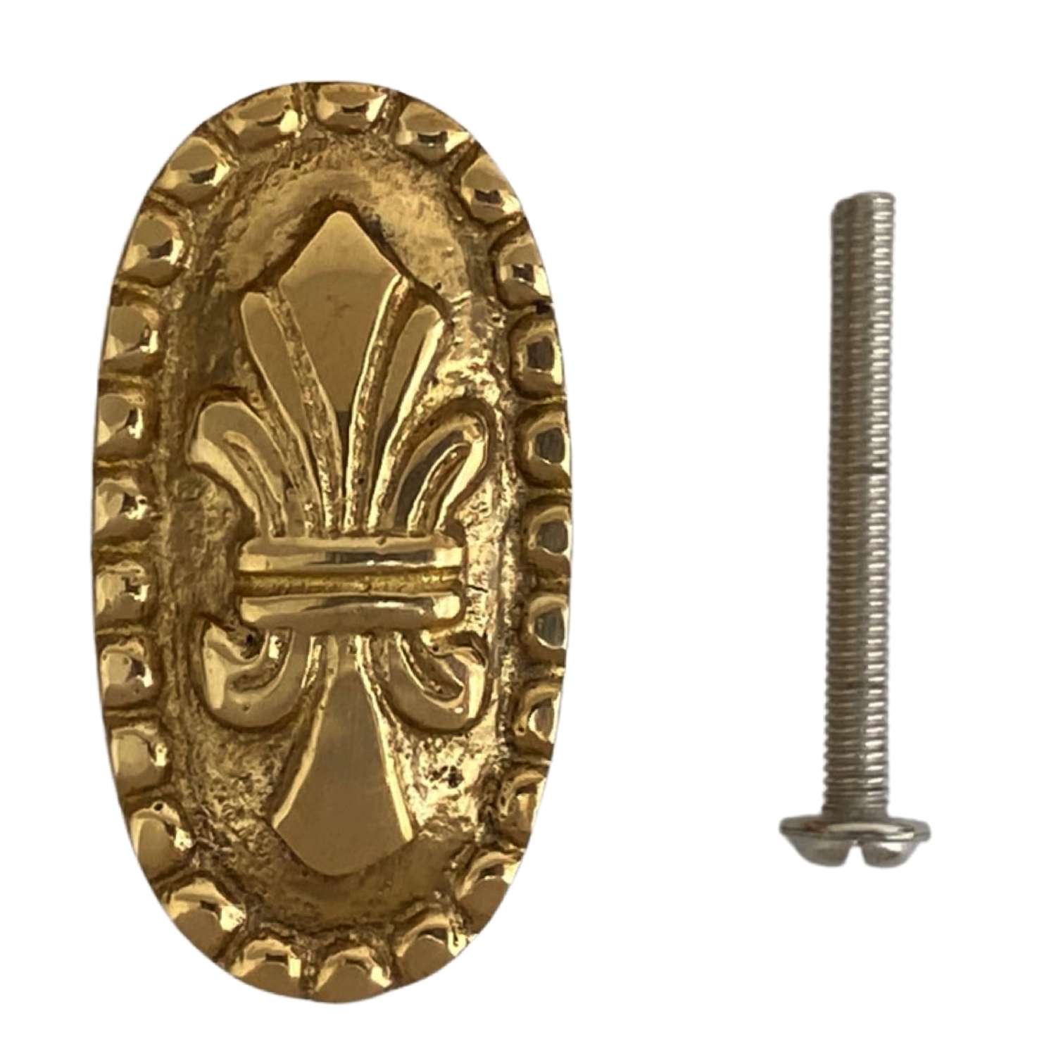 Solid Brass Fleur De Lis Oval Cabinet Knob 2 Inch -4 Choices of Finish - Picture 13 of 19