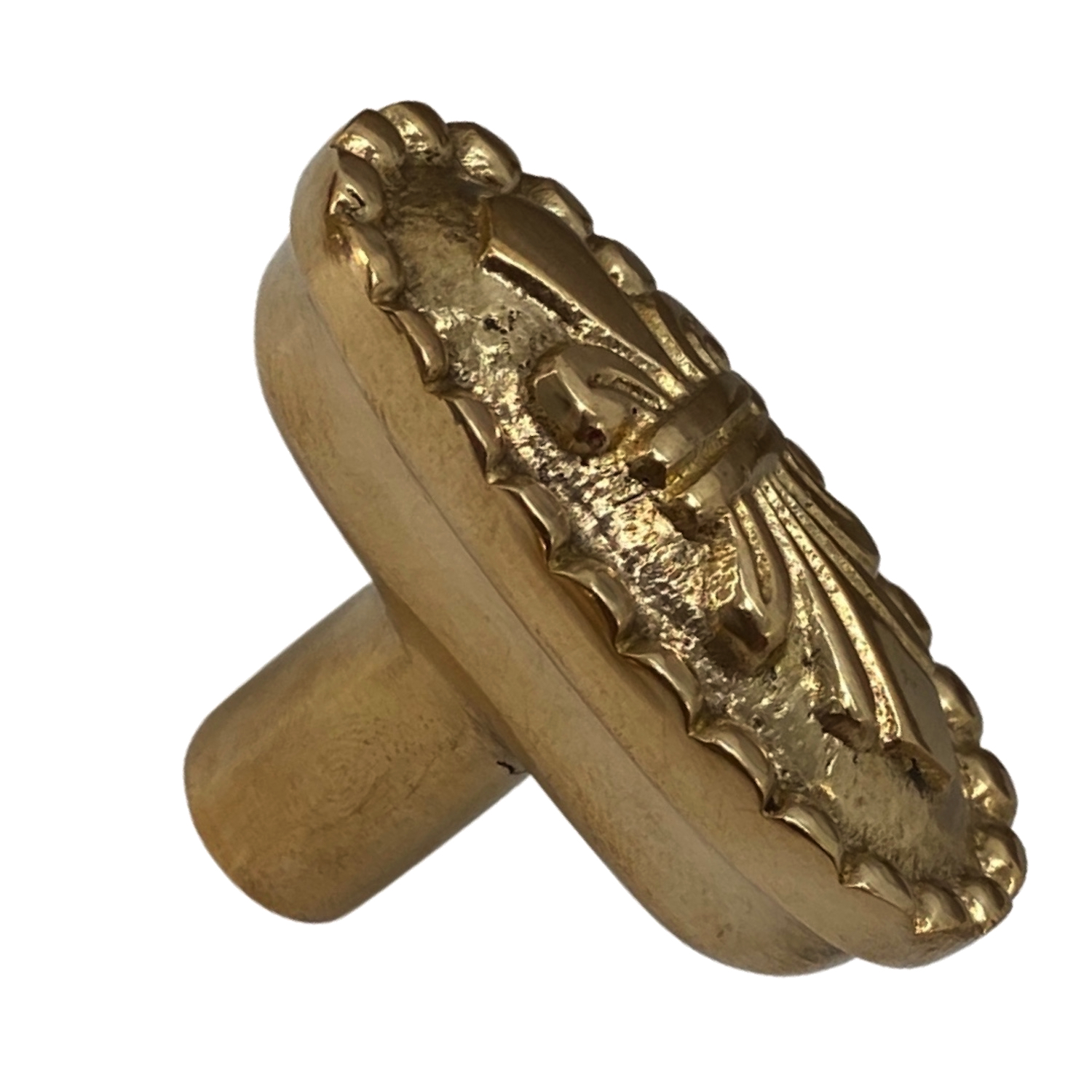 Solid Brass Fleur De Lis Oval Cabinet Knob 2 Inch -4 Choices of Finish - Picture 12 of 19