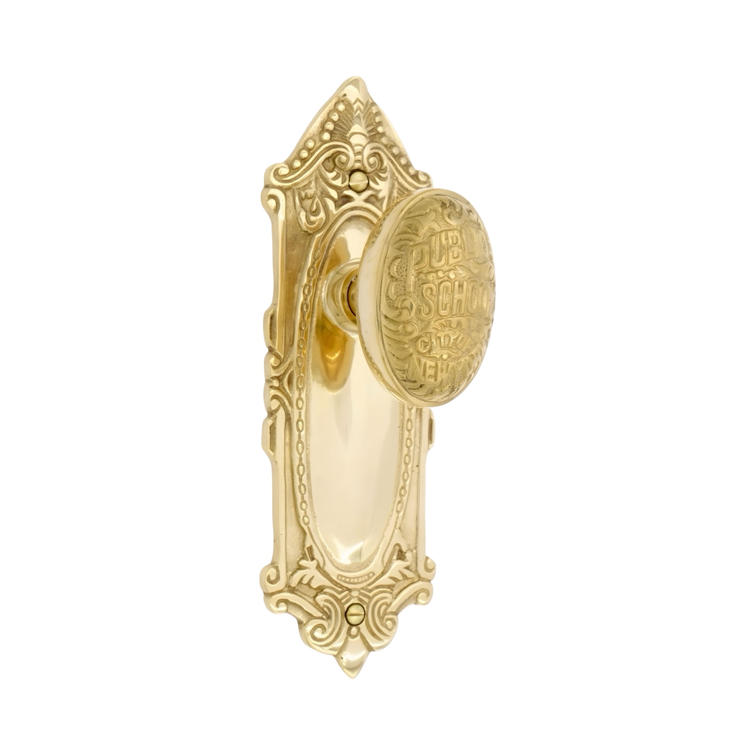 The Milford Passage Set in Polished Brass – 5 Door Knob Choices