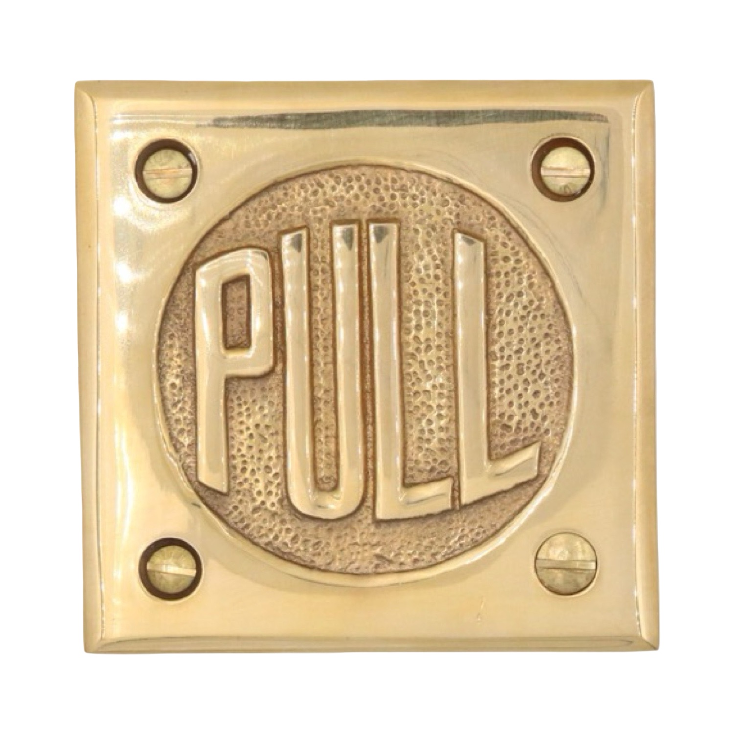 Solid Brass PULL Door Plate with Old Fashioned Lettering