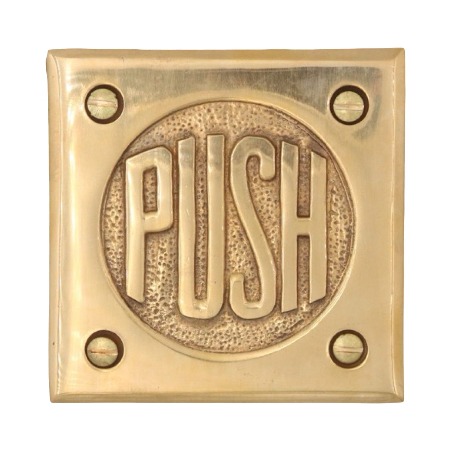 Solid Brass PUSH Door Plate with Old Fashioned Lettering – 3 Finish Choices