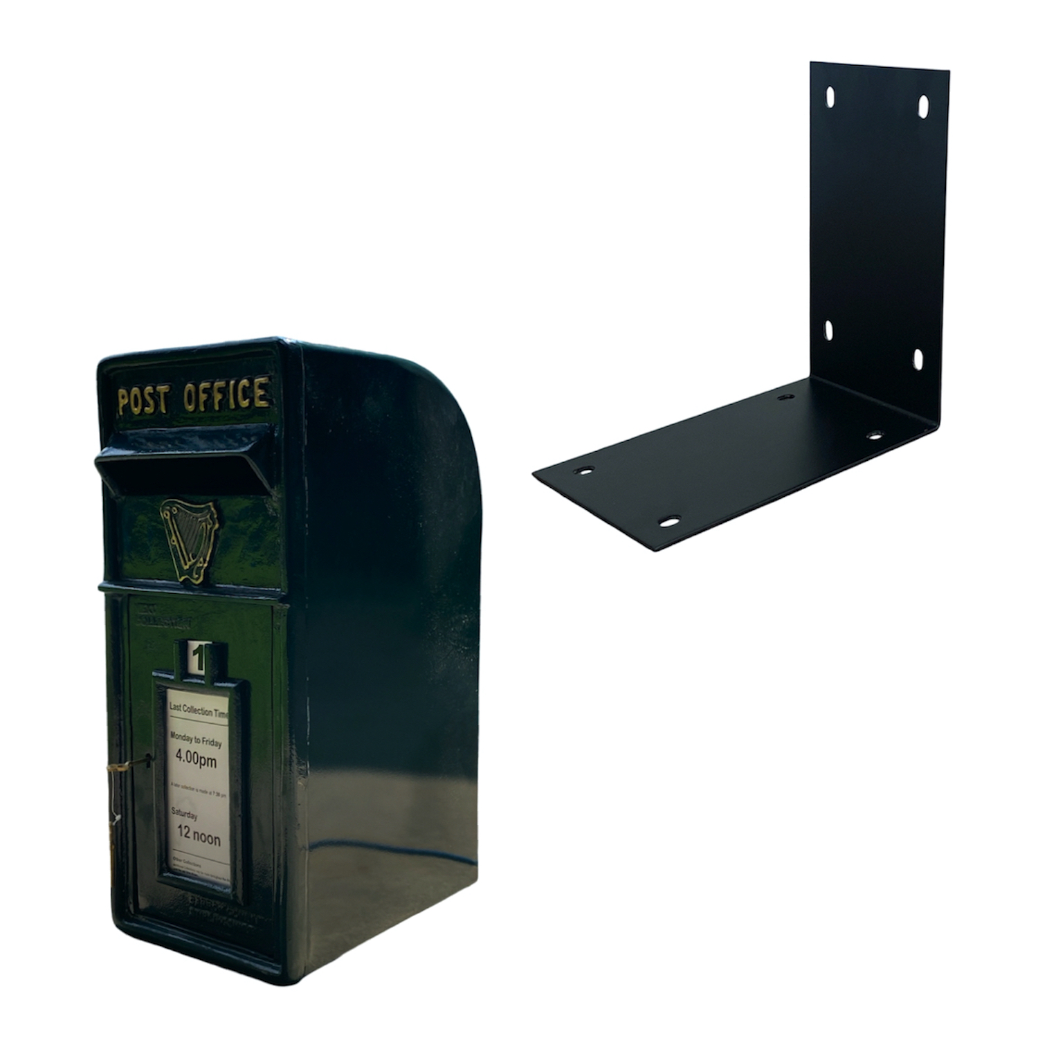 Irish Harp Post Office Mailbox in Green Cast Iron - Wall Mounted or Standing - Picture 10 of 10