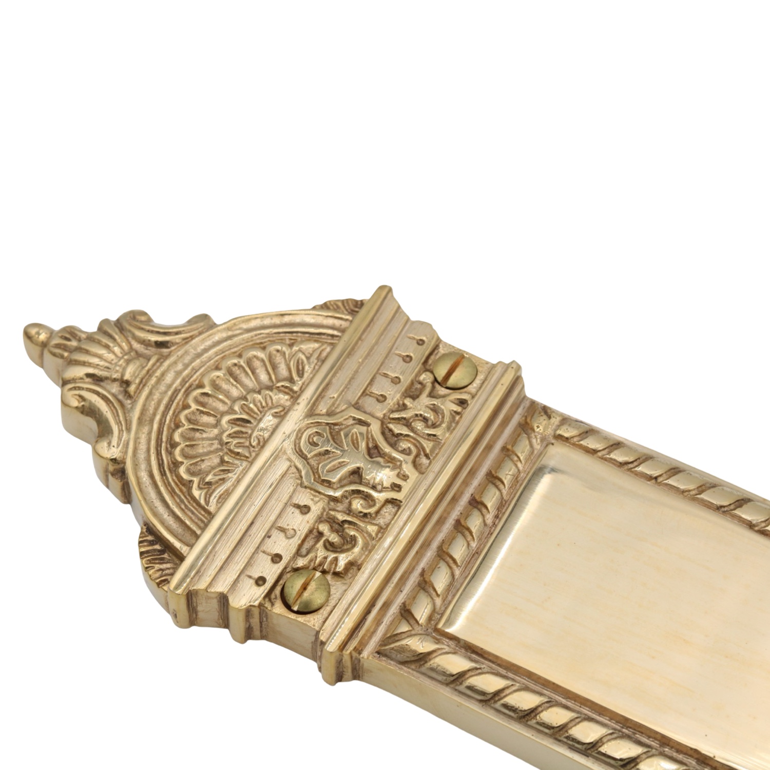 Solid Brass Fan Push Plate for Commercial Doors - 2 Finish Choices
