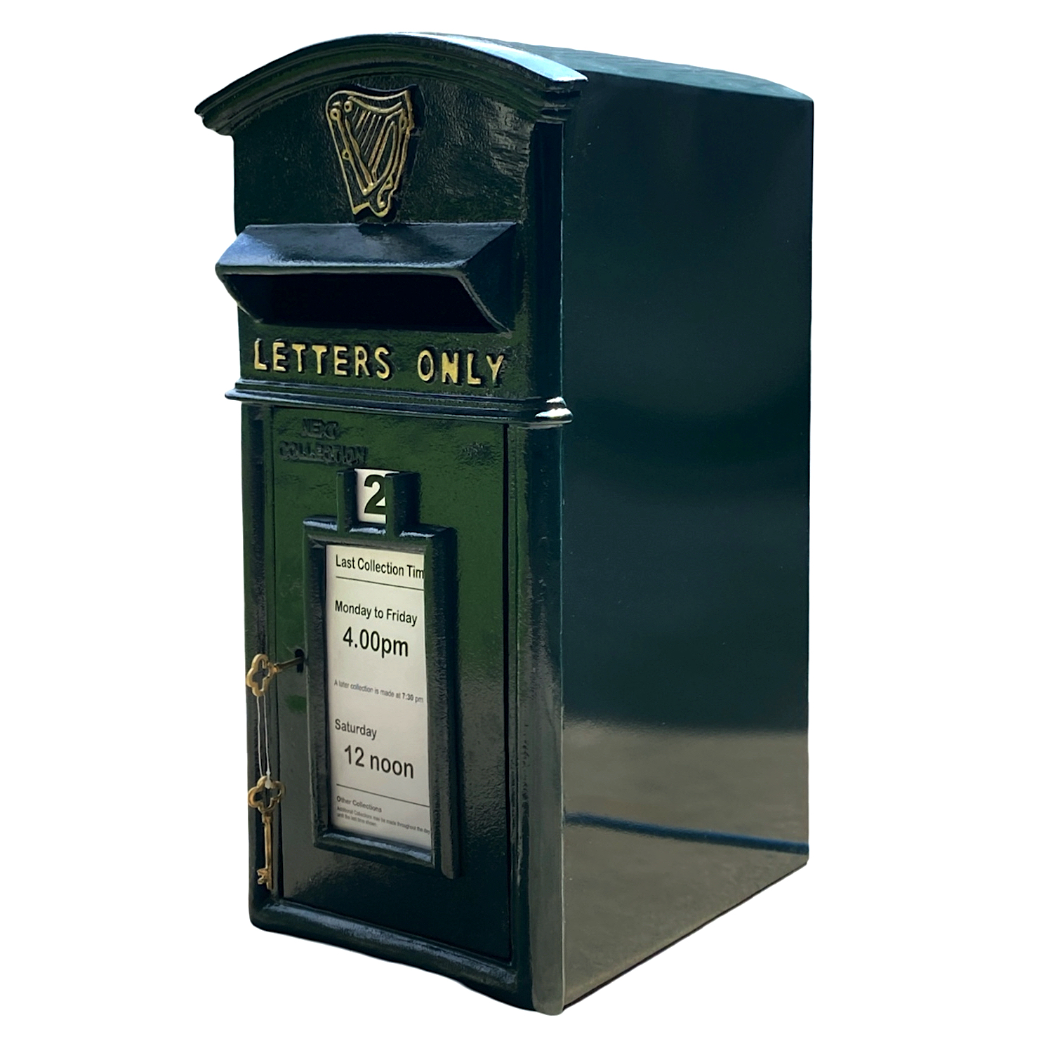 Irish Harp Letters Only Mailbox in Green Cast Iron - Wall Mounted or Standing - Picture 7 of 9