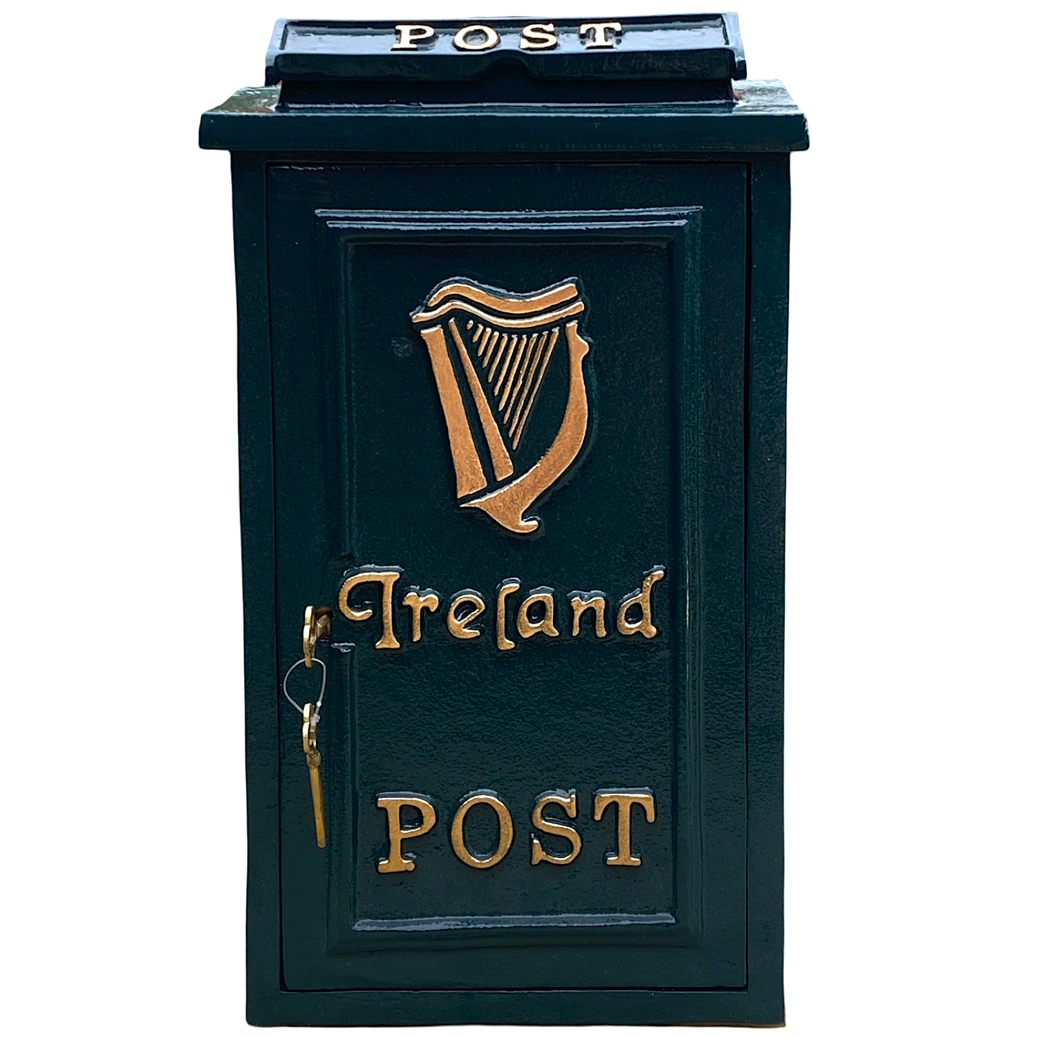 Irish Harp Irish Post Mailbox Slot Green Cast Iron – Wall Mounted or Standing - Picture 4 of 6
