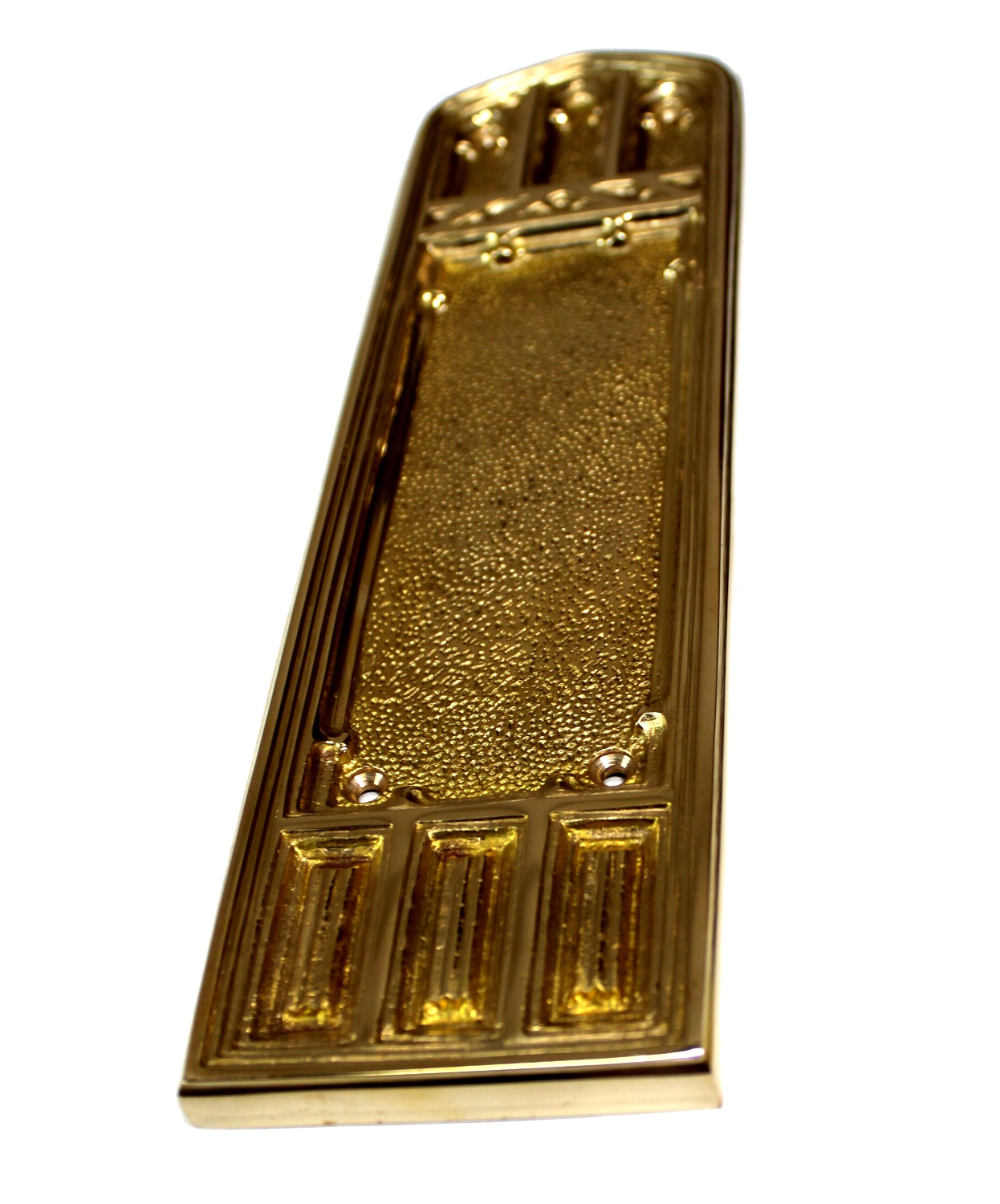 Placa de empuje de latón liso estilo renacentista griego gótico con parte superior arqueada - Imagen 7 de 10