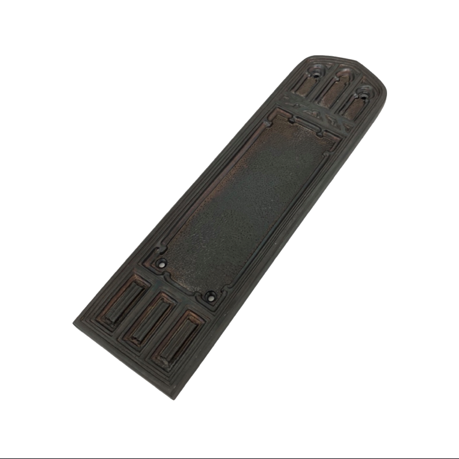 Placa de empuje de latón liso estilo renacentista griego gótico con parte superior arqueada - Imagen 10 de 10