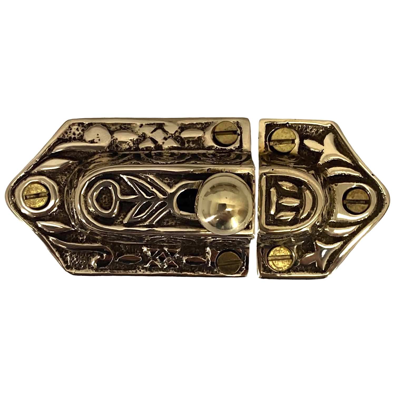 Pestillo de armario estilo vintage con perilla de bronce o latón - Imagen 9 de 11