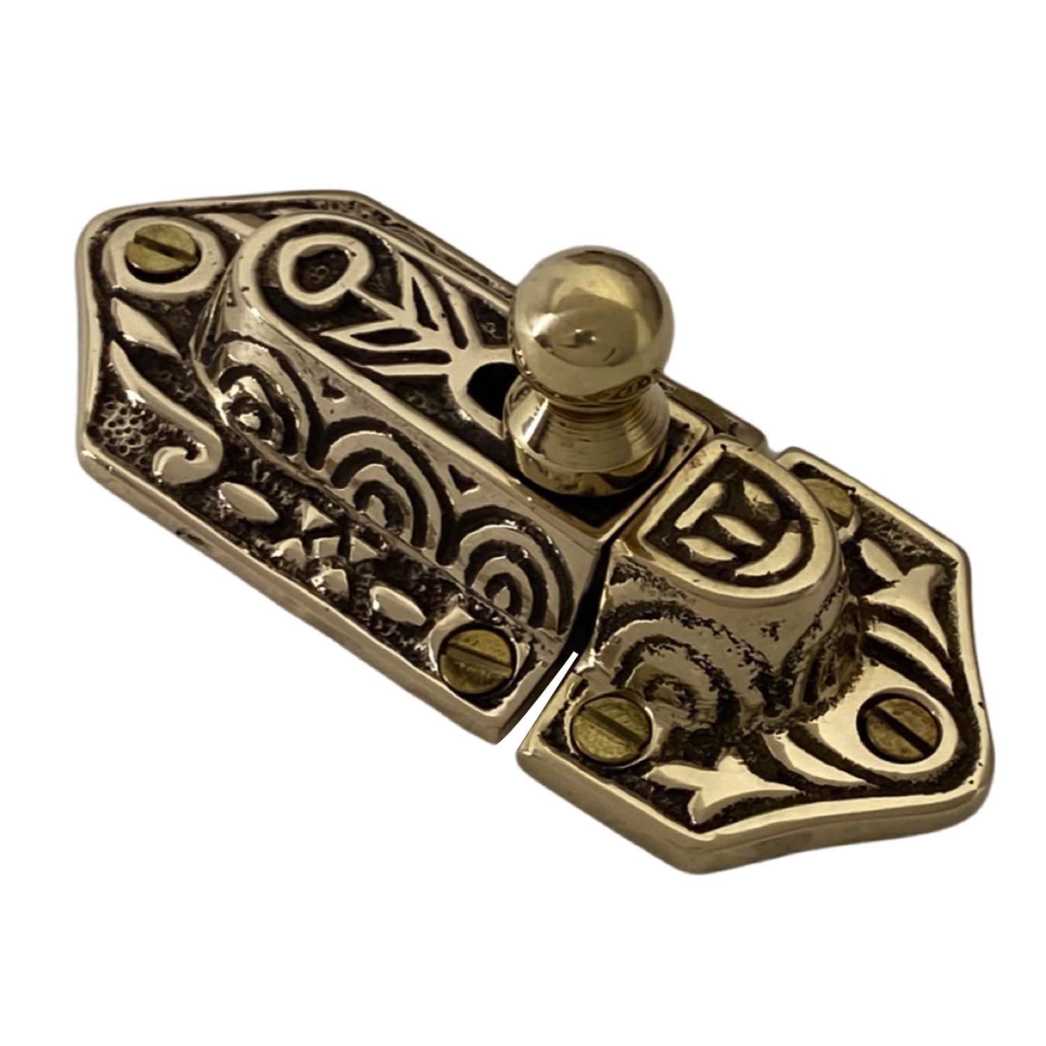 Pestillo de armario estilo vintage con perilla de bronce o latón - Imagen 7 de 11
