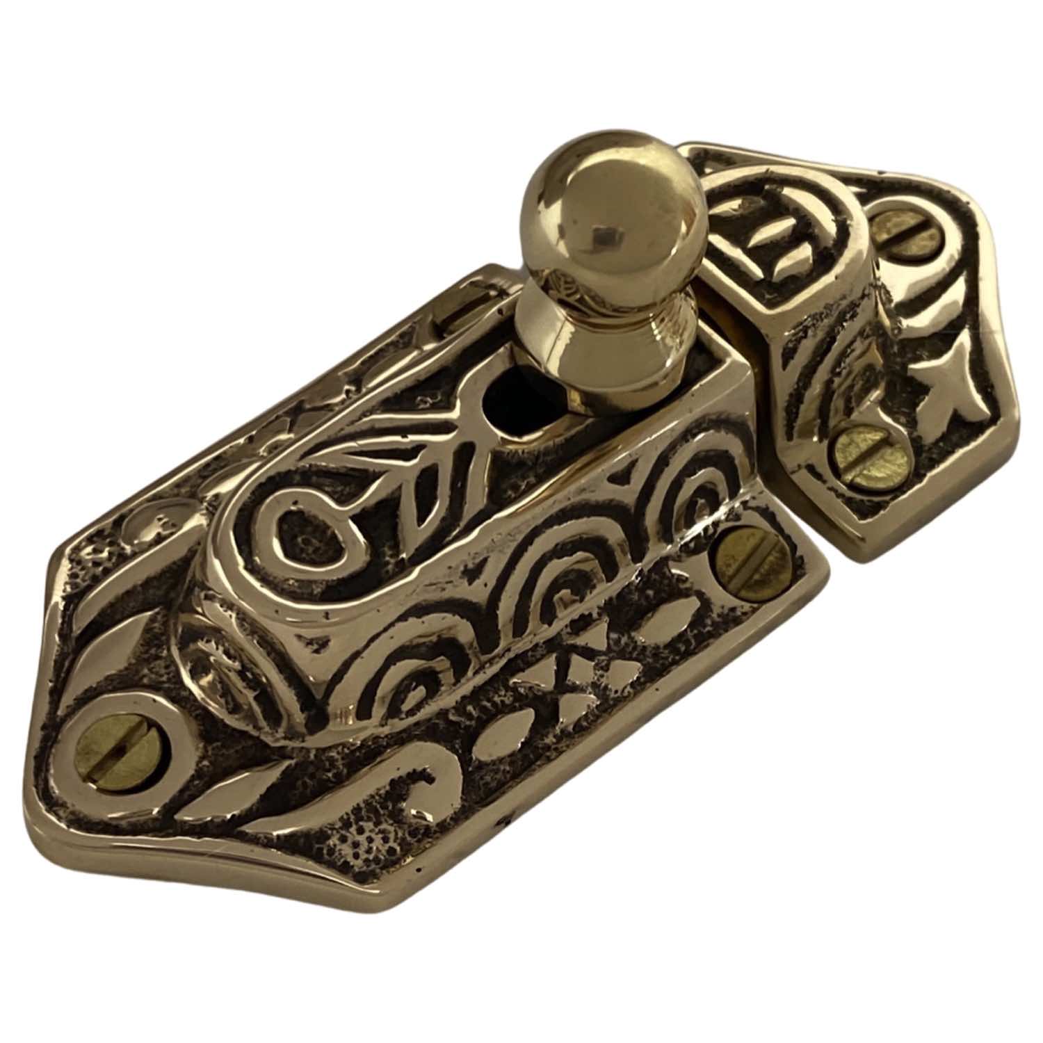 Pestillo de armario estilo vintage con perilla de bronce o latón - Imagen 8 de 11
