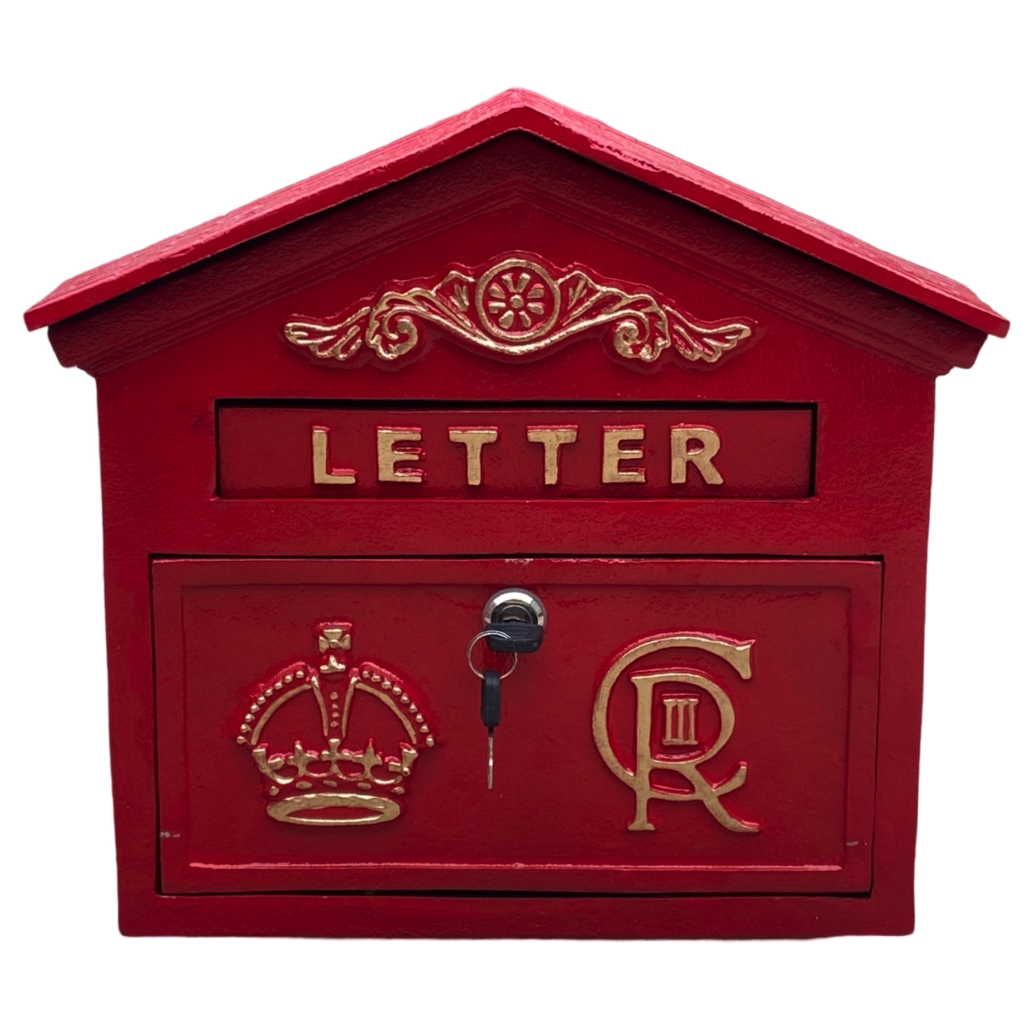 English CR III Post Office Mailbox in Red Cast Iron - Wall Mount or Standing - Picture 4 of 6