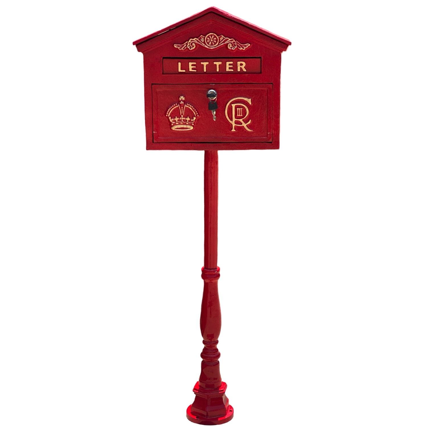 English CR III Post Office Mailbox in Red Cast Iron - Wall Mount or Standing - Picture 6 of 6