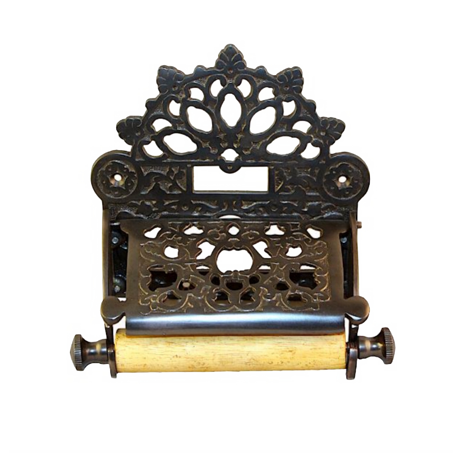 Bronze Wall Mount Toilet Paper Holder Antique Style English Crown Fan