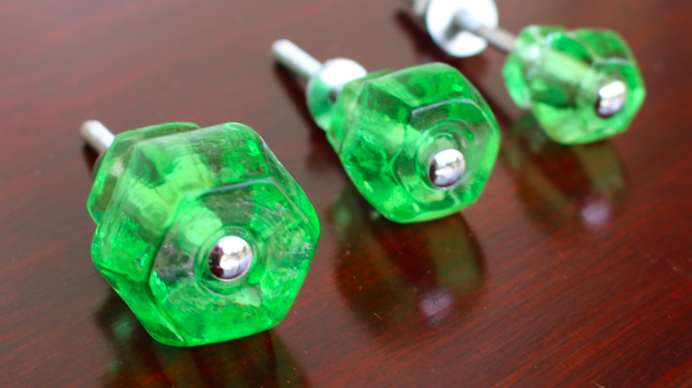 GREEN Glass Cabinet Knobs 1.25 Inch Pulls Dresser Drawer Hardware - Picture 13 of 16