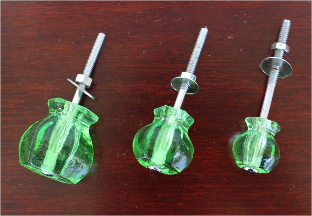 GREEN Glass Cabinet Knobs 1.25 Inch Pulls Dresser Drawer Hardware - Picture 8 of 16
