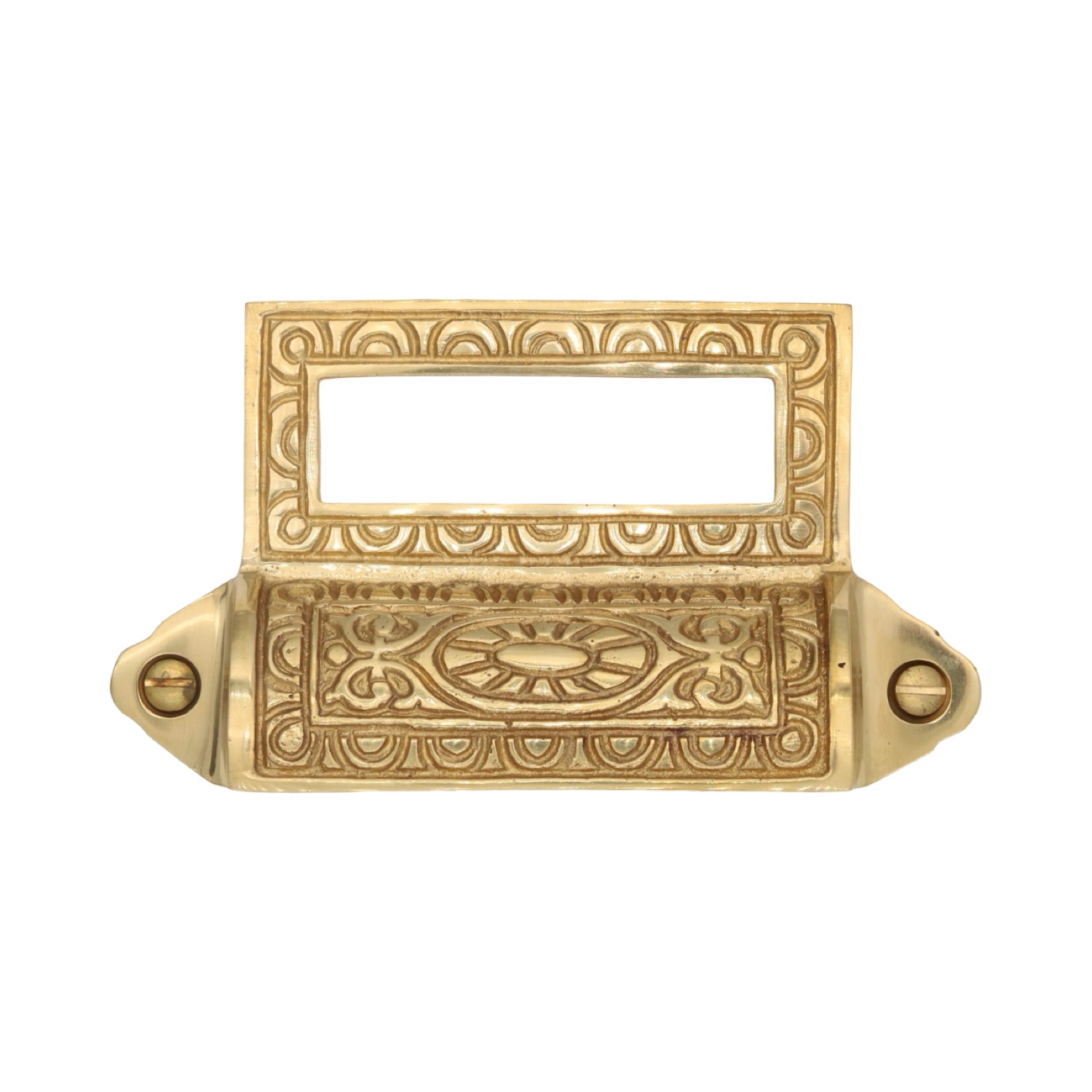 Victorian Antique Rectangle Bin Pull with Label Holder – 4 Finish Choices