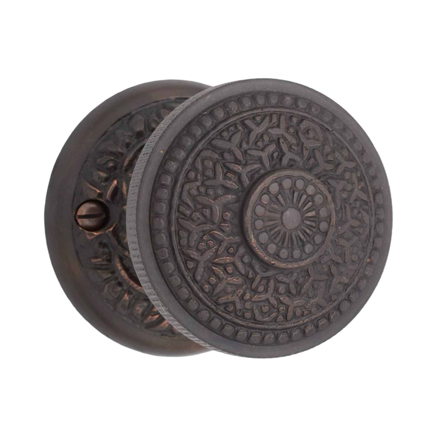 Floral Round Rosette DUMMY Set Oil Rubbed Bronze – 5 Door Knob Choices – Double