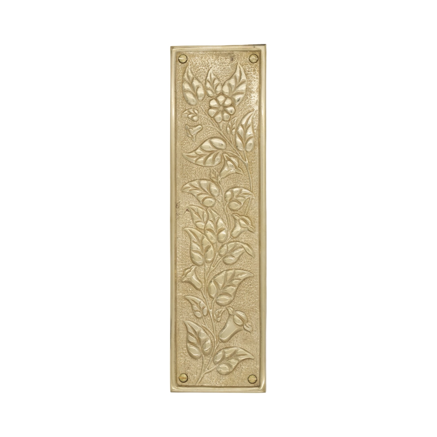 Solid Brass Push Plate with Morning Glory Floral Motif 11 Inches – Choose Finish