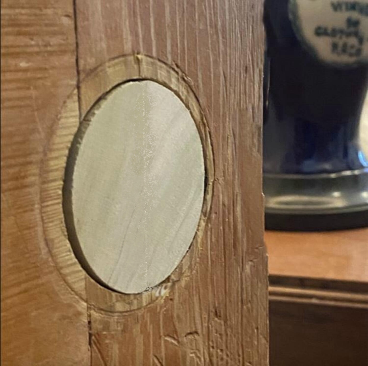 Predrilled Door Wooden Hole Plug 2 1/8" Diameter Wafer - Picture 13 of 16