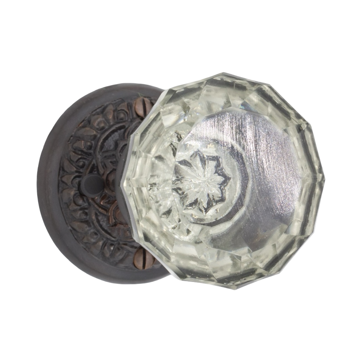 Floral Round Rosette PRIVACY Set in Oil Rubbed Bronze – 5 Door Knob Choices