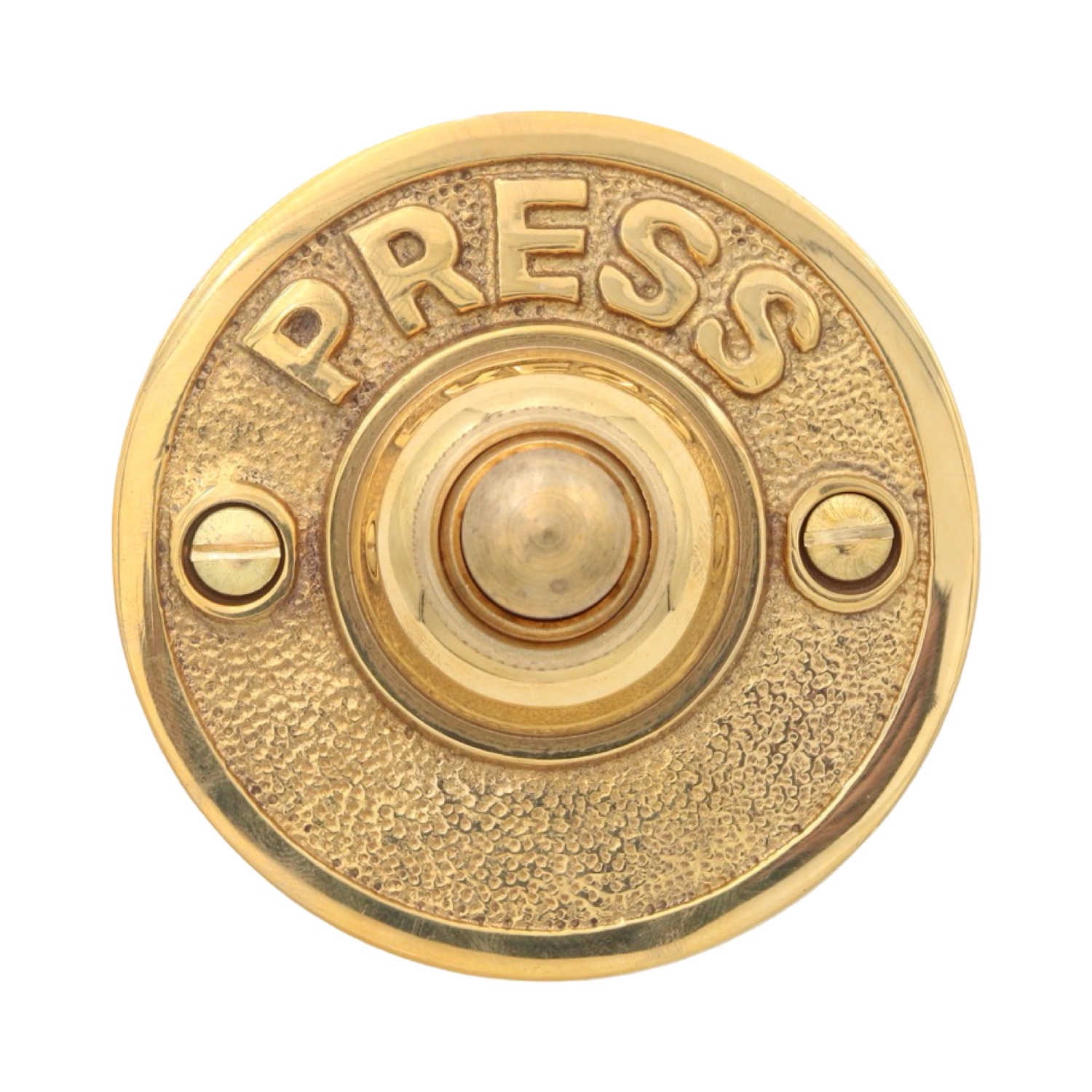 PRESS Push Button Doorbell in Vintage Cast Solid Brass - 4 Finish Choices