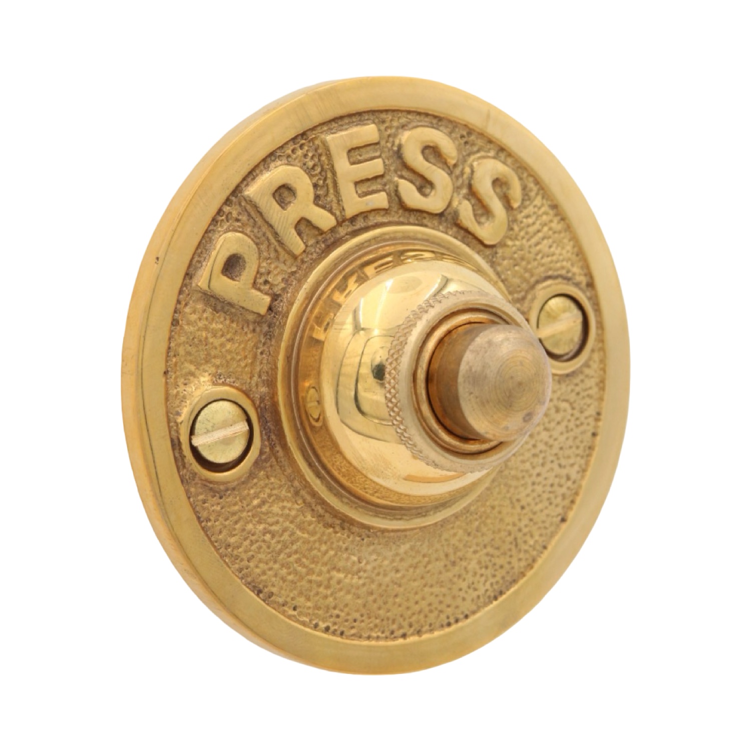PRESS Push Button Doorbell in Vintage Cast Solid Brass - 4 Finish Choices