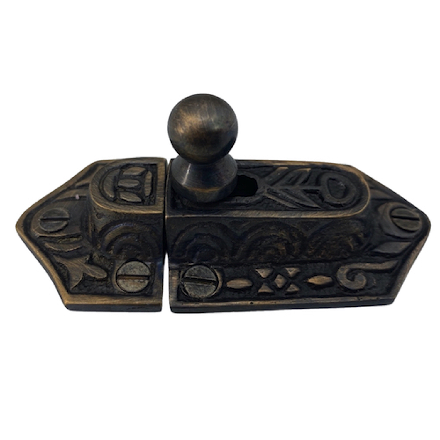 Pestillo de armario estilo vintage con perilla de bronce o latón - Imagen 10 de 11