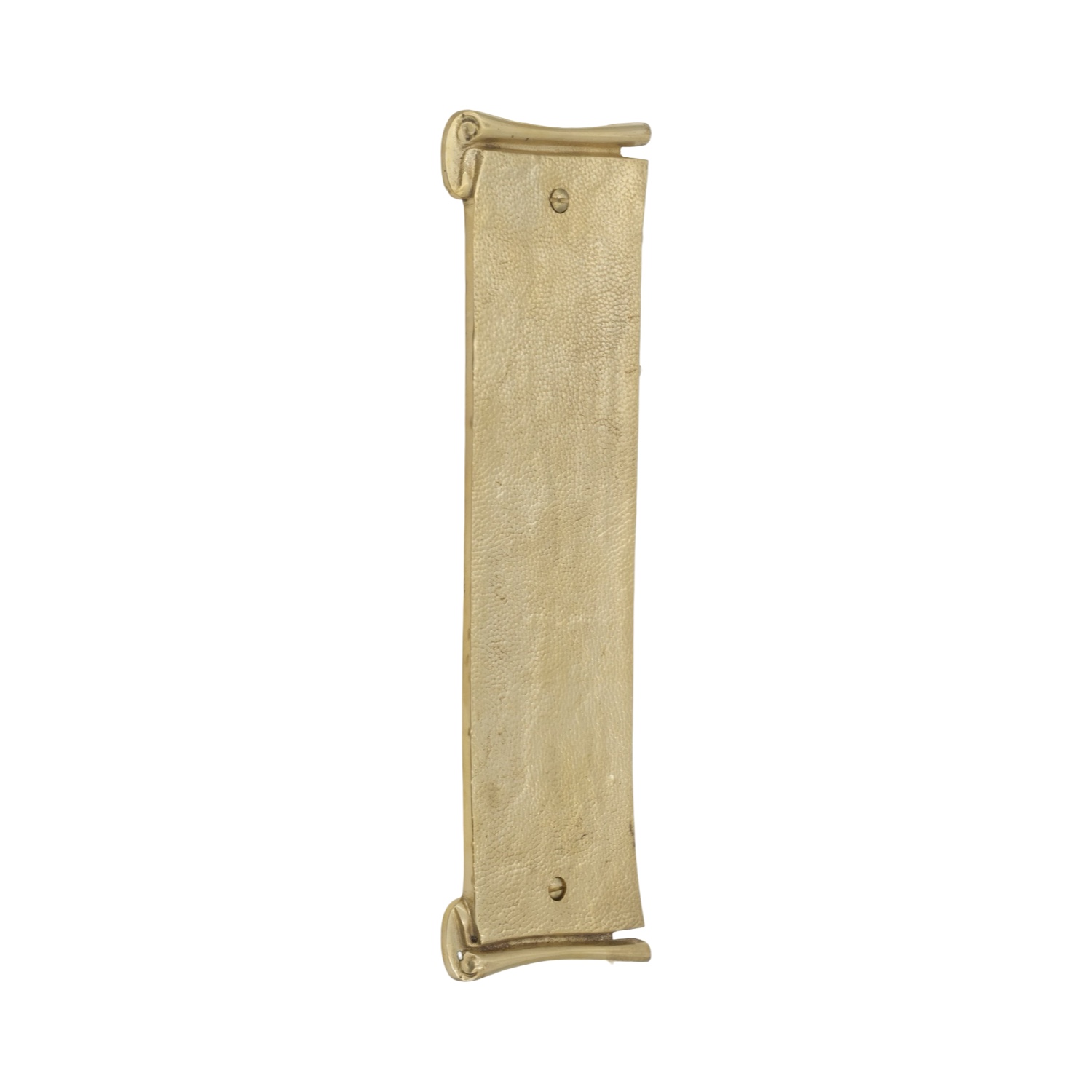 Scroll Banner Shape Push Plate in Solid Cast Brass - 2 Finish Choices