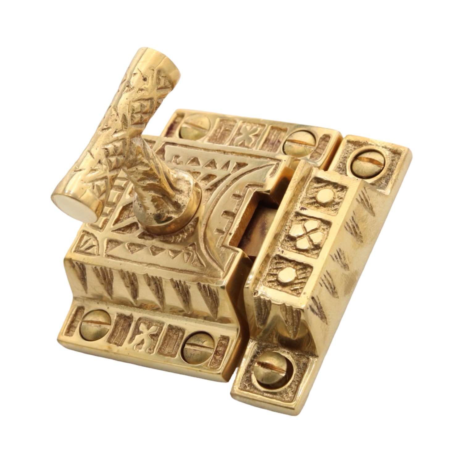 Square Surface Spring Latch in Brass - 3 Finish Choices