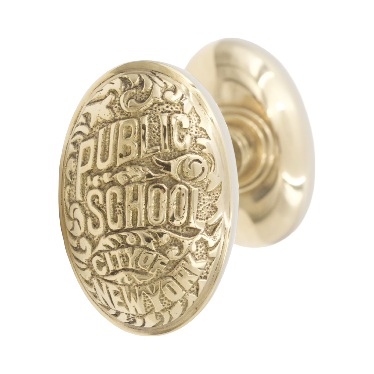Solid Brass Pair of New York City Public School Door Knobs – 3 Finish Choices