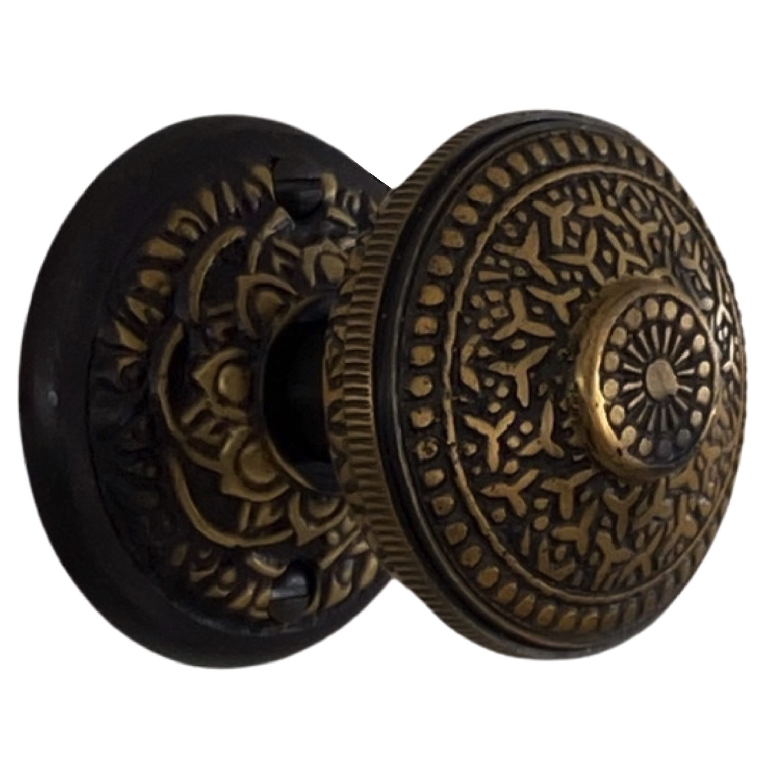 Juego de Pasaje Roseta Redonda Floral en Bronce Resaltado - 5 Opciones de Perillas - Imagen 4 de 6