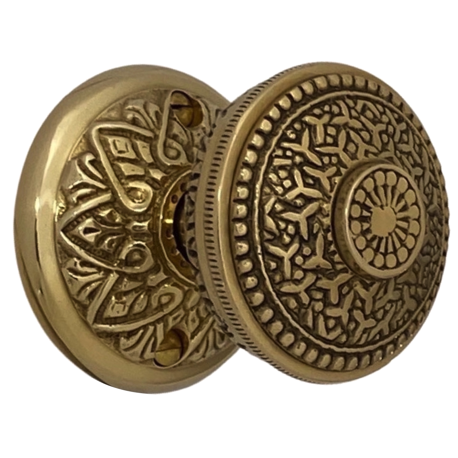 Spade Round Rosette Passage Set in Polished Brass - 5 Door Knob Choices