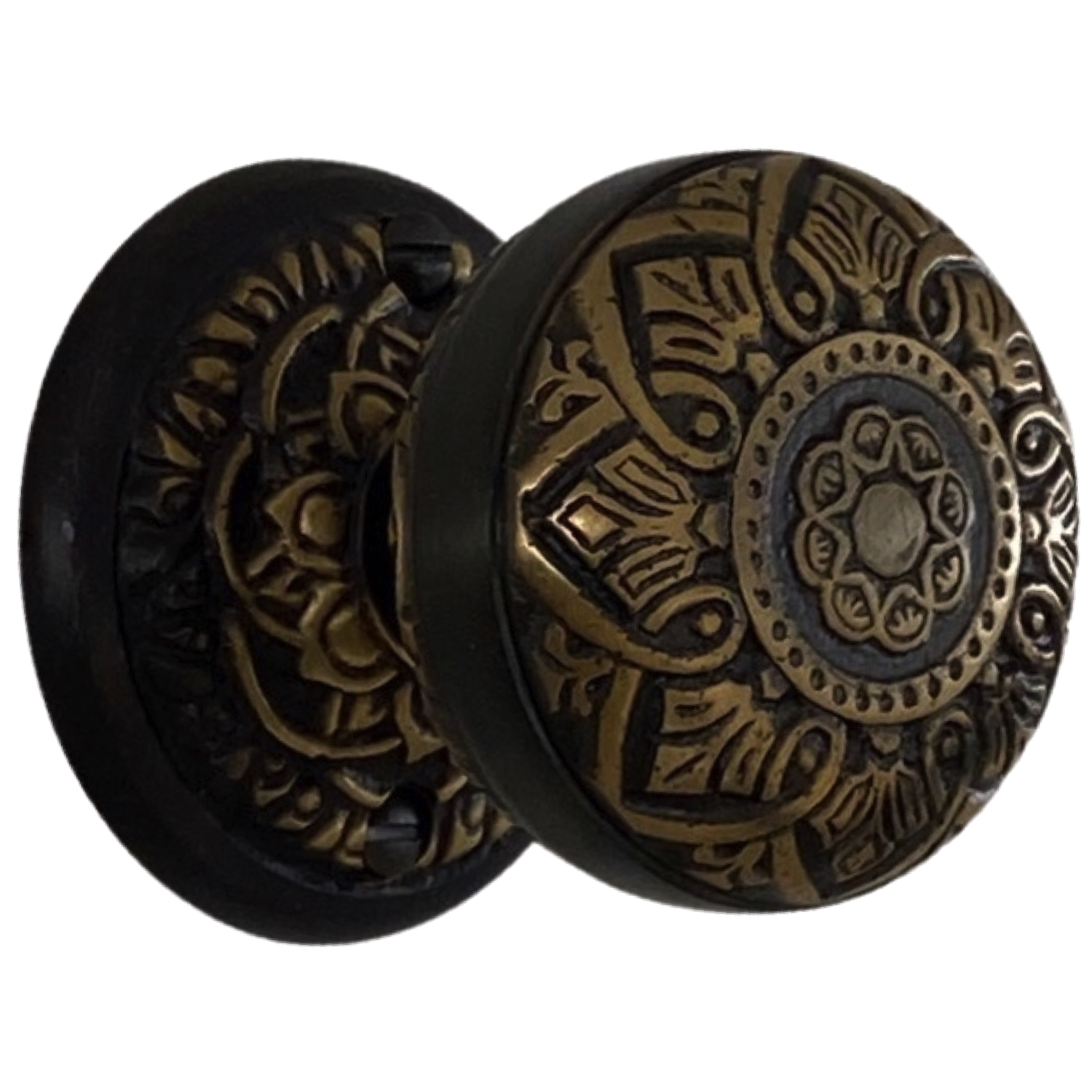 Juego de Pasaje Roseta Redonda Floral en Bronce Resaltado - 5 Opciones de Perillas - Imagen 5 de 6