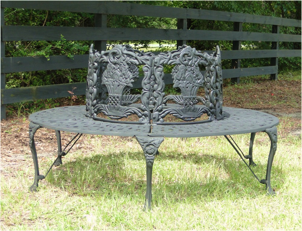 Victorian Style Tree Surround Garden Bench in Non Rust Aluminum