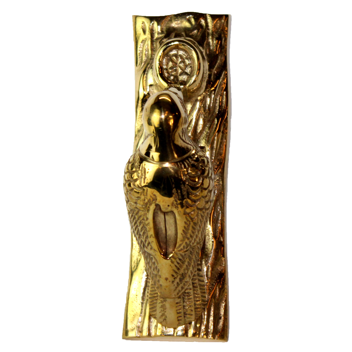 Llamador de puerta de madera Pecker en latón macizo o bronce - Imagen 7 de 10